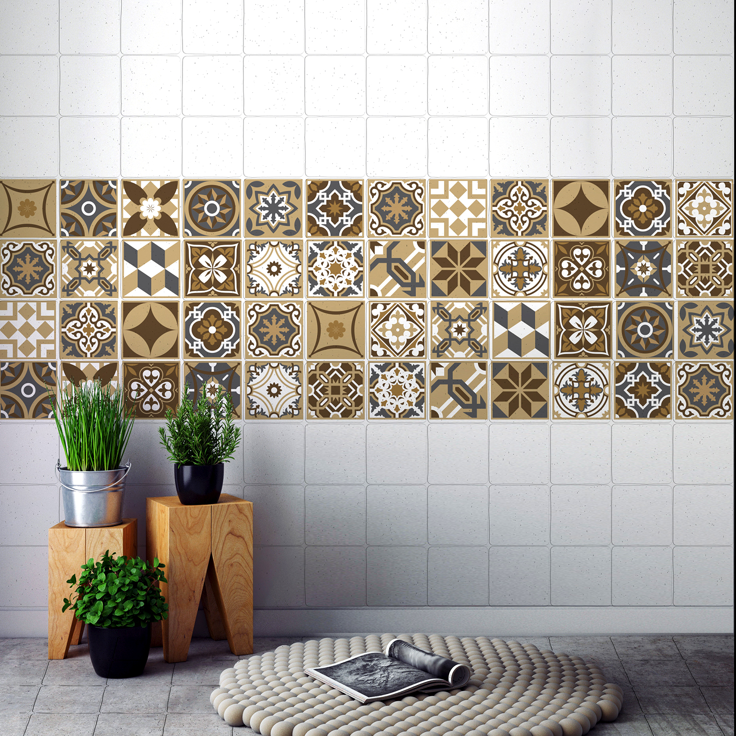 Dark Bronze Tiles – Walplus