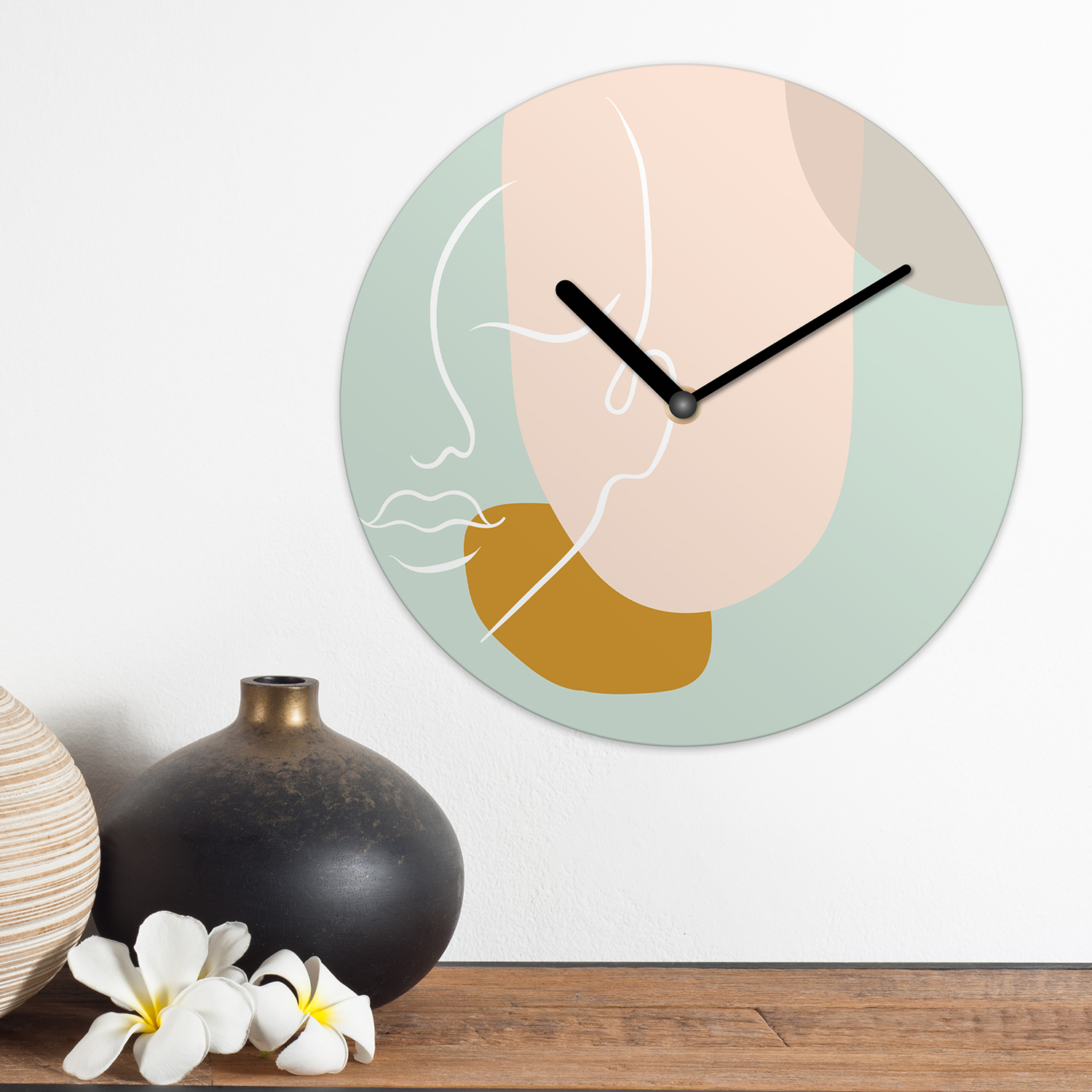 Modern Shapes Line Art Pastel Wall Clock – Walplus