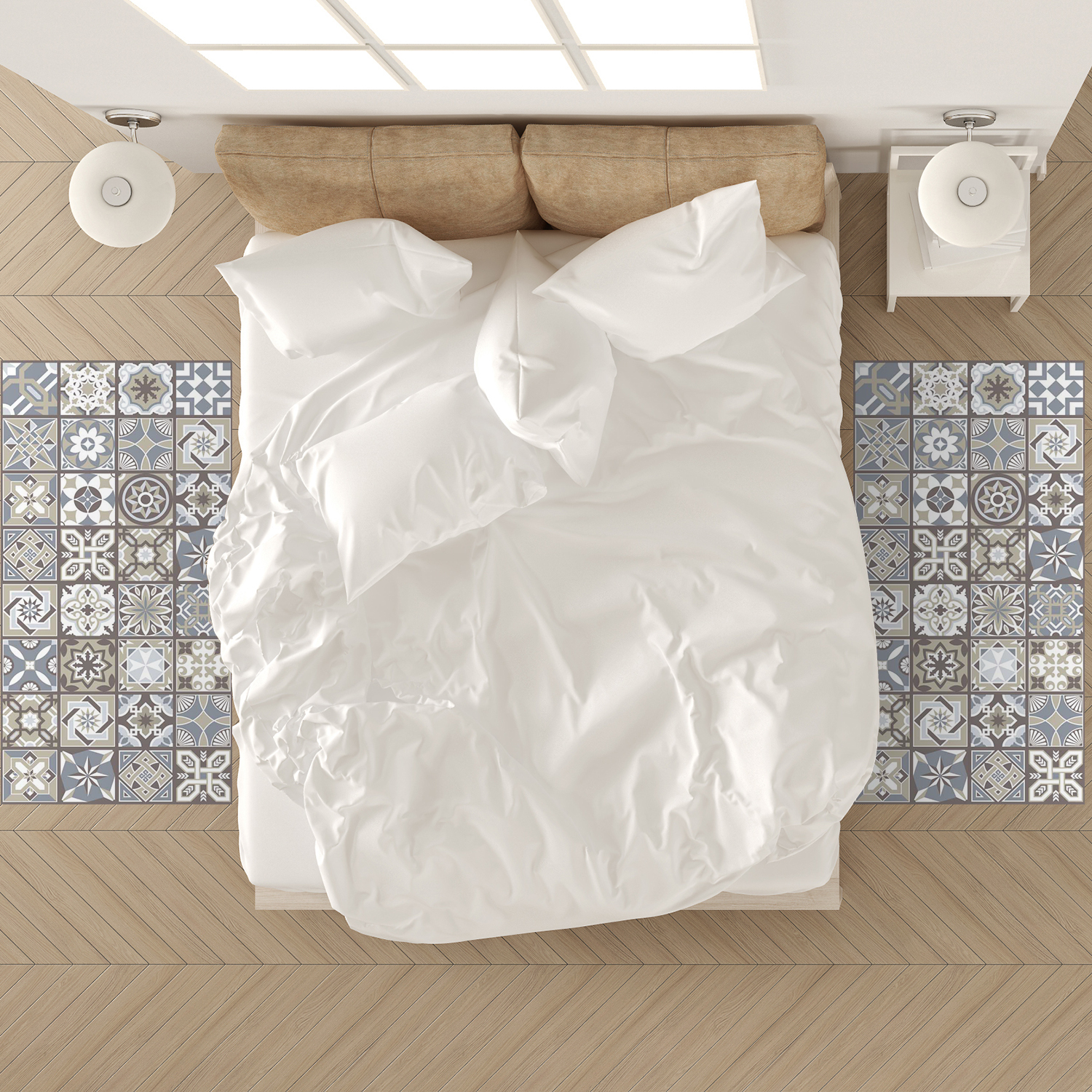 Tile Mat Rug Limestone Spanish Tiles Vinyl Rug Mat – Walplus