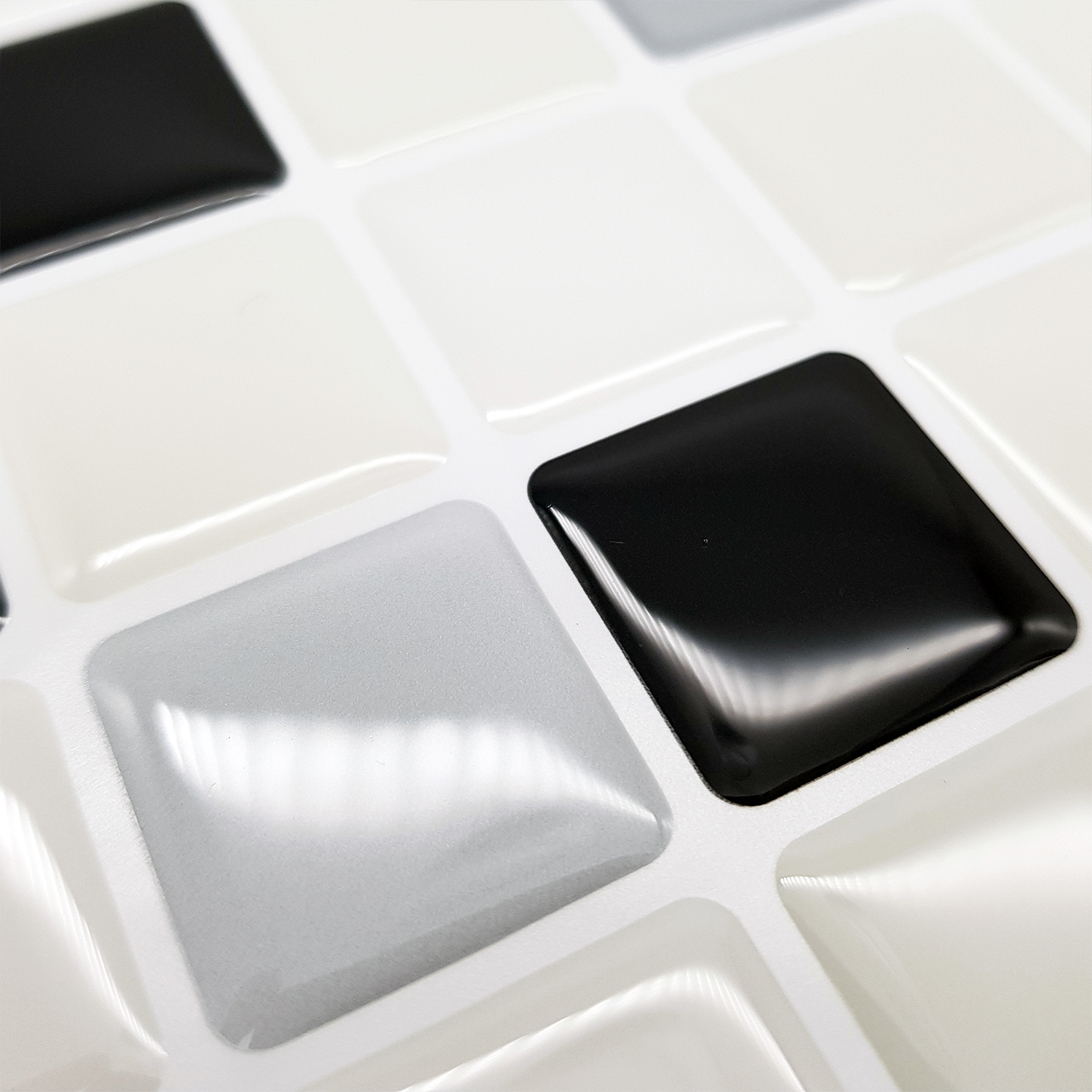 Classic Black and White Mosaic Glossy 3D Tiles Walplus