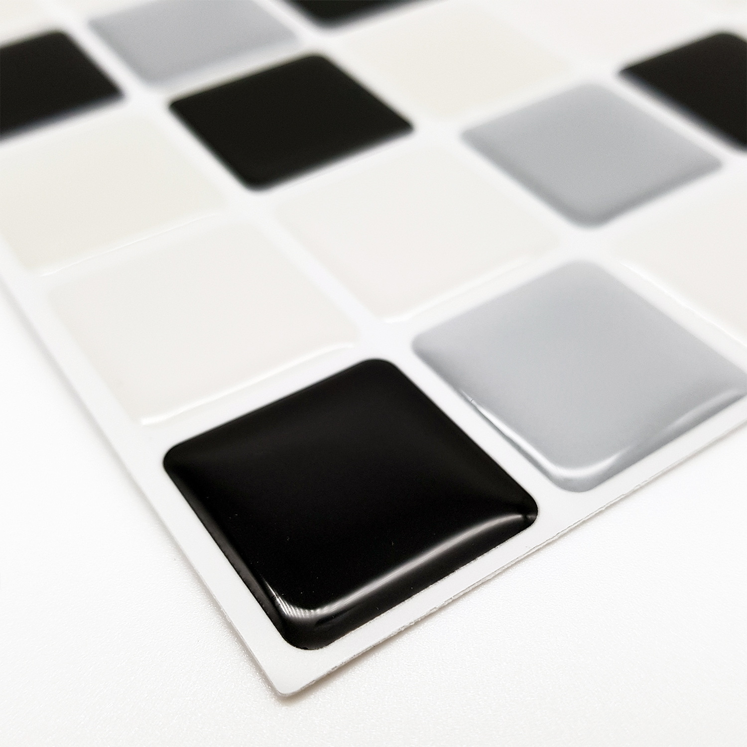 Classic Black and White Mosaic Glossy 3D Tiles Walplus